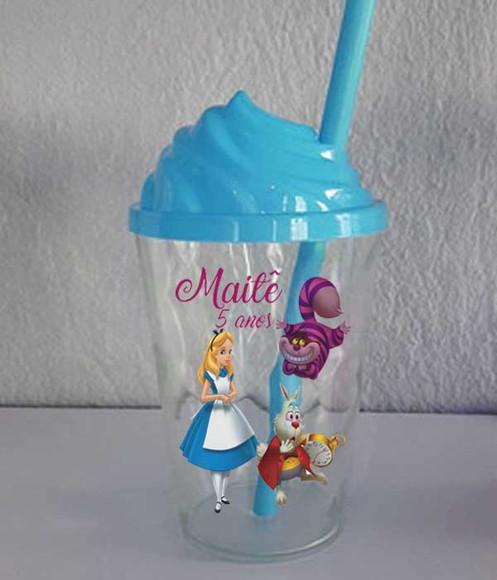 Copo Twister Tampa Chantily Alice no Pais das Maravilhas
