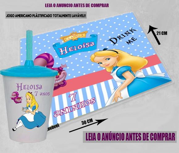 Jogo Americano e Copo Twister Alice no Pais das Maravilhas