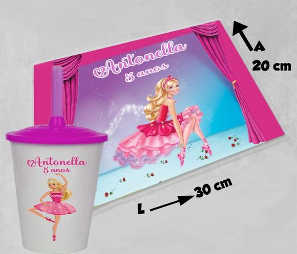 Jogo Americano e Copo Twister Personalizado da Barbie