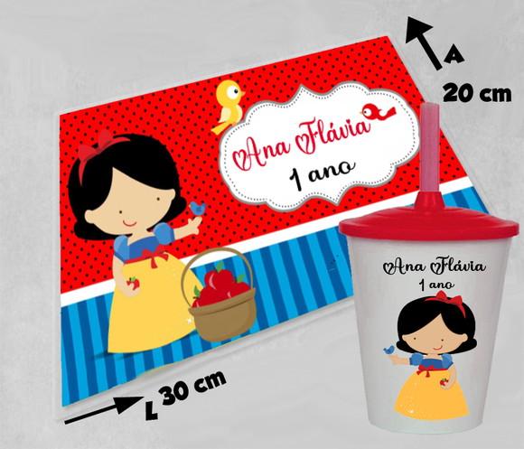 Jogo Americano e Copo Twister Personalizado Branca de Neve
