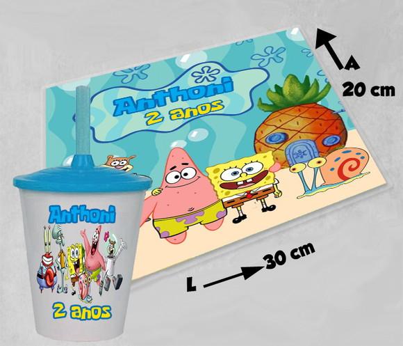Jogo Americano e Copo Twister Personalizado do Bob Esponja