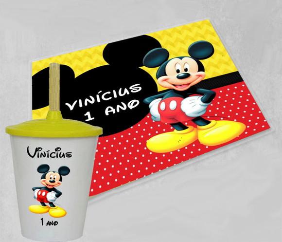 Jogo Americano e Copo Twister Personalizado do Mickey