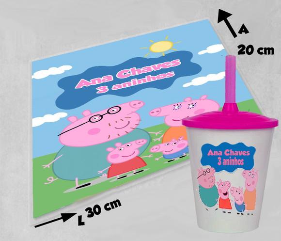 Jogo Americano e Copo Twister Personalizado Pepa