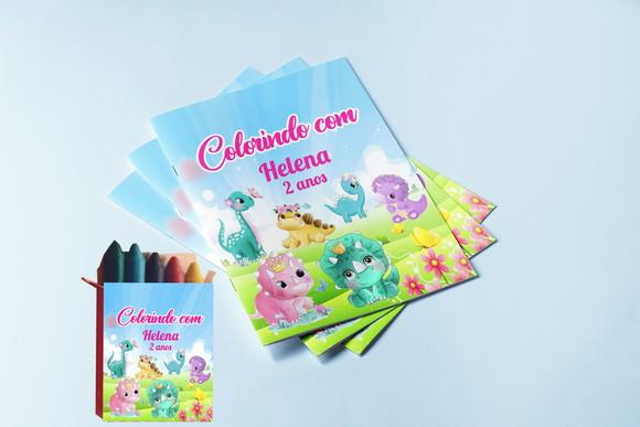Kir Revistinha de Colorir com Giz de Cera Dinossauros Baby