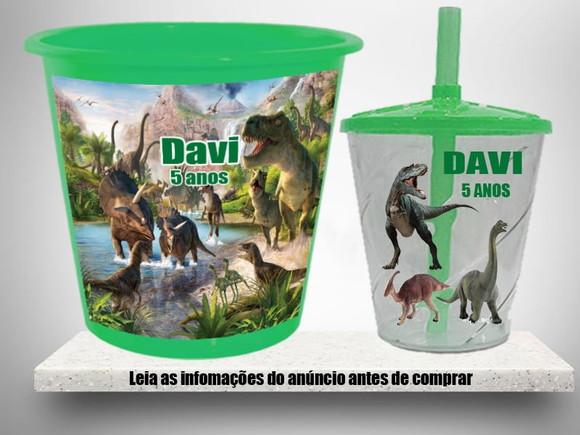 Kit Aniversario Balde de Pipoca e Copo Jurassic Park
