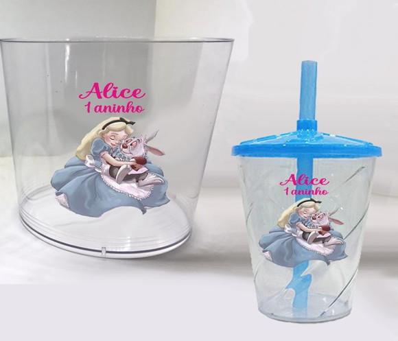 Kit Balde de Pipoca Acrilico e Copo Twister da Alice