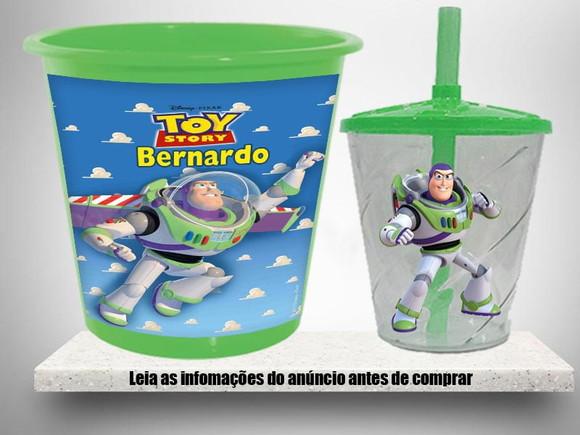 Kit Balde de Pipoca e Copo Twister Buzz Lightyear Toy Story