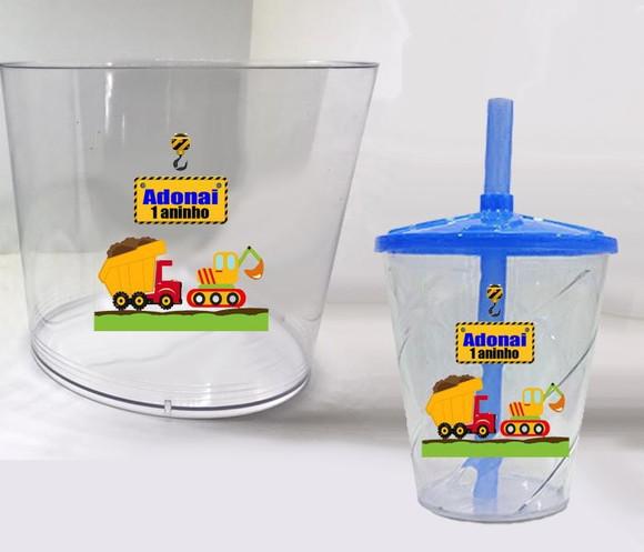 Kit Balde de Pipoca e Copo Twister Construção Civil