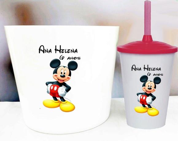 Kit Balde de Pipoca e Copo Twister do Mickey Mouse