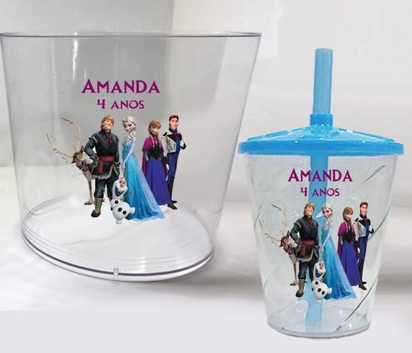 Kit Balde de Pipoca e Copo Twister Frozen