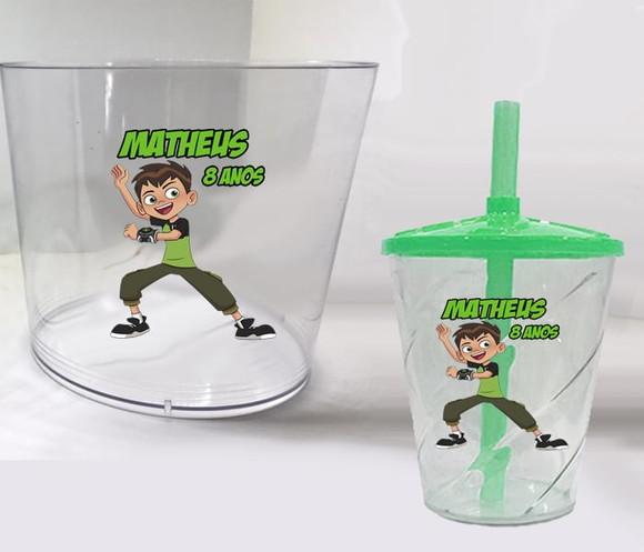 Kit Balde de Pipoca e Copo Twister Personalizado do Ben 10