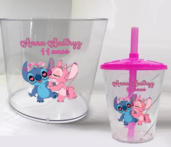 Kit Balde e Copo Twister Personalizado do Stitch