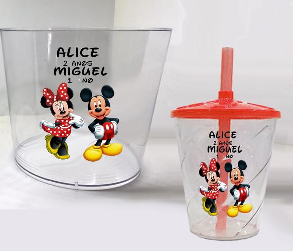 Kit Balde de Pipoca Personalizado da Minnie e Mickey
