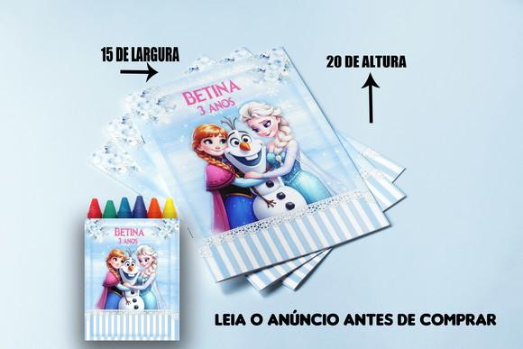 Kit Colorir Ana e Elza Frozen Revista e Giz de Cera