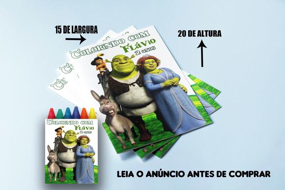 Kit Colorir com Giz de Cera do Sherek e Fiona
