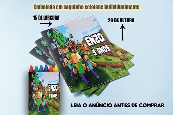 Kit Colorir com Revista + Giz de Cera do Minecraft