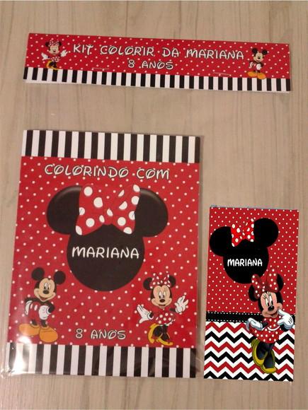 Kit Colorir com Revista e Giz de Cera da Minnie