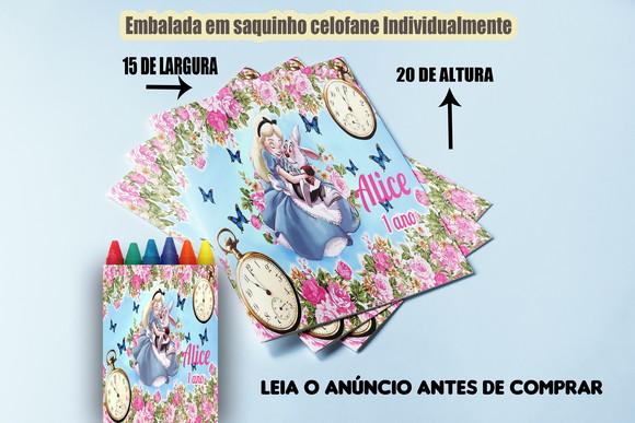 Kit Colorir da Alice Revista de Colorir com Giz de Cera