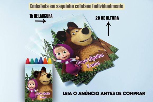 Kit Colorir da Marsha e o Urso Revista e Giz de Cera