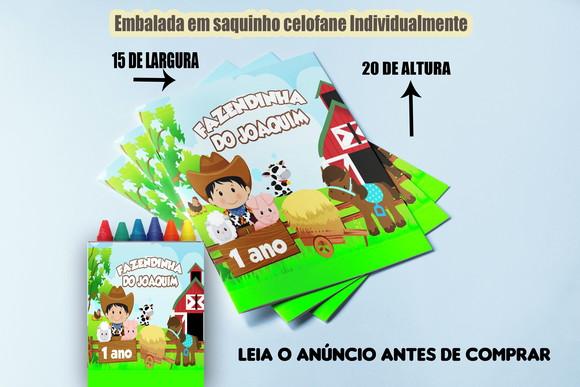 Kit Colorir da Fazendinha Livrinho + Giz de Cera