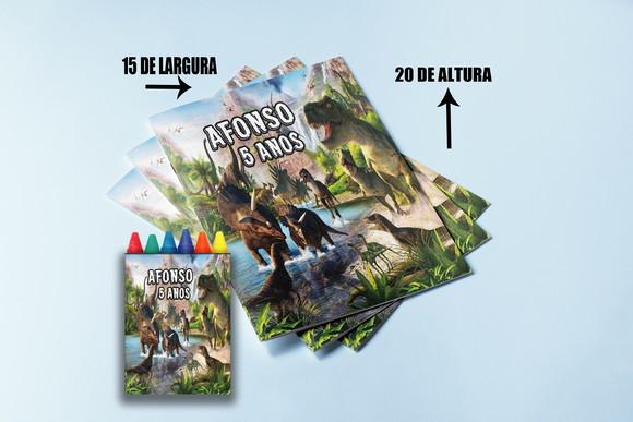 Kit Colorir Dinossauros Livro com Desenhos+giz