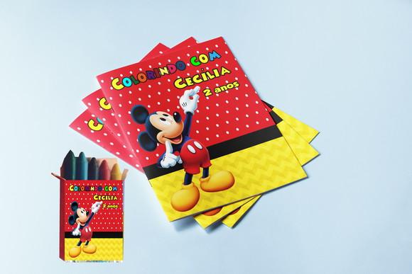Kit Colorir do Mickey Livrinho com Giz de Cera Lembrancinhas
