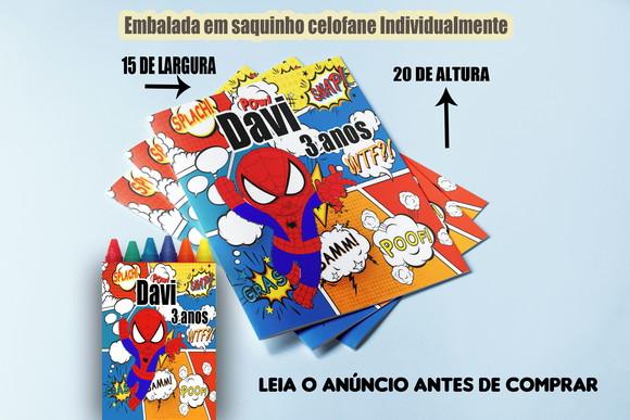Kit Colorir do Homem Aranha Baby Revista e Giz de Cera