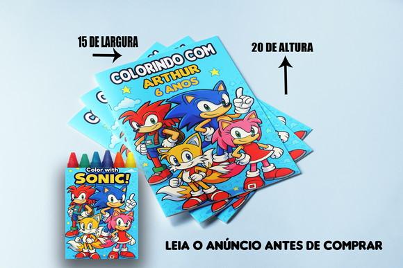 Kit Colorir do Sonic Livrinhos e Giz de Cera