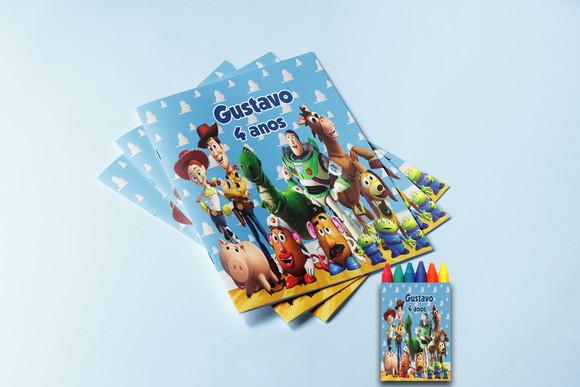 Kit Colorir do Toy Story Revista e Giz de Cera