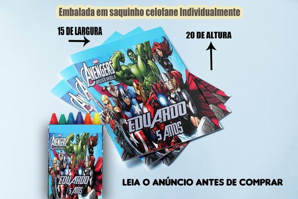 Kit Colorir dos Vingadores Revistinha e Giz de Cera