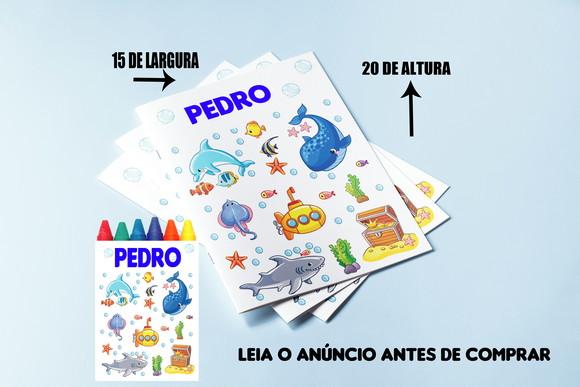 Kit Colorir Fundo do Mar Livrinho + Giz de Cera