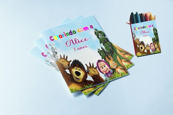 Kit Colorir Livrinhos com Giz de Cera da Marsha e o Urso