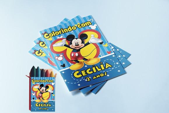 Kit Colorir Mickey Livrinho com Giz de Cera