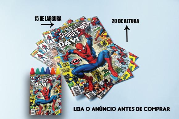 Kit Colorir Revista com Giz de Cera Festa do Homem Aranha