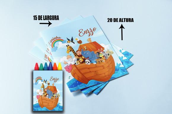 Kit Colorir Revista e Giz de Cera da Arca de Noé