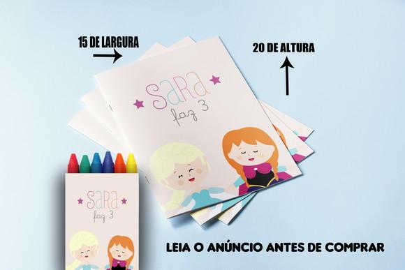 Kit Colorir Revista e Giz de Cera da Frozen Cute