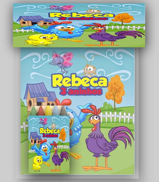 Kit Colorir Revista e Giz de Cera da Galinha Pintadinha