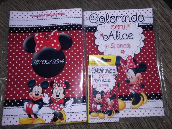 Kit Colorir Revista e Giz de Cera da Minnie