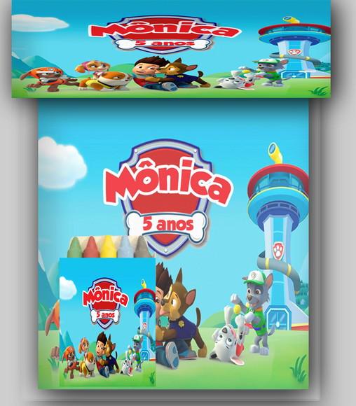 Kit Colorir Revista e Giz de Cera da Patrulha Canina