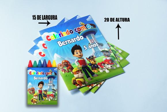 Kit Colorir Revista e Giz de Cera da Patrulha Canina