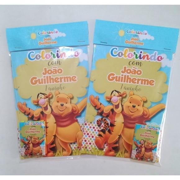 Kit Colorir Revista e Giz de Cera do Ursinho Puf