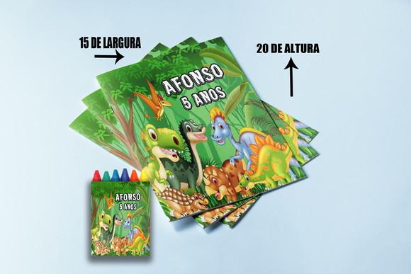 Kit Colorir Revista e Giz de Cera dos Dinossauros