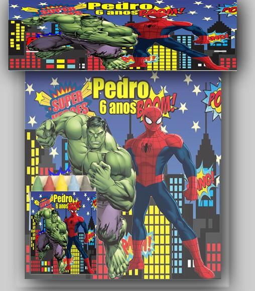 Kit Colorir Revista e Giz de Cera dos Vingadores