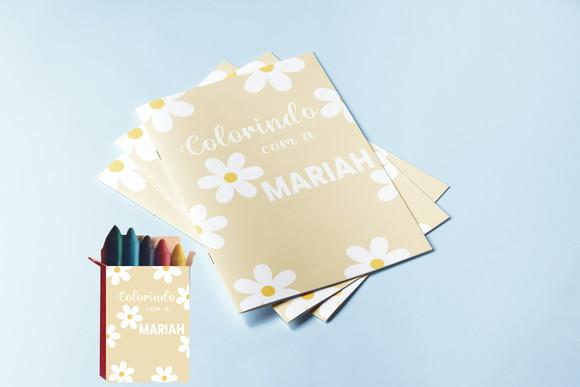 Kit Colorir Revista e Giz de Cera Jardim das Margaridas