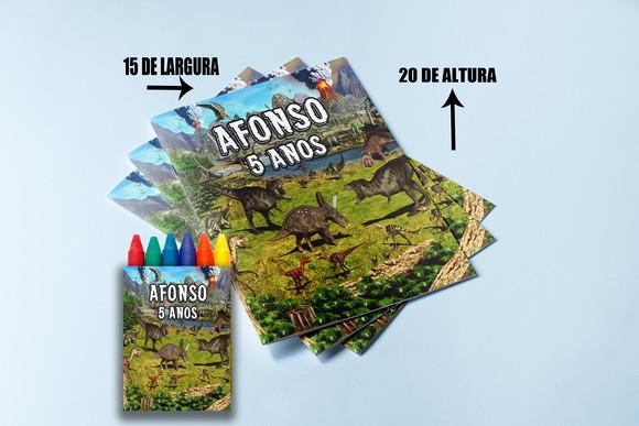 Kit Colorir Revista e Giz de Cera Jurassic Park