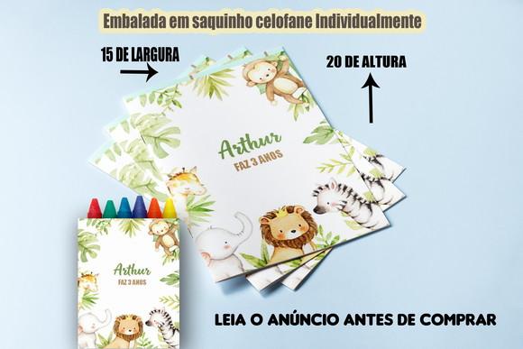 Kit Colorir Revista e Giz de Cera Safari Baby