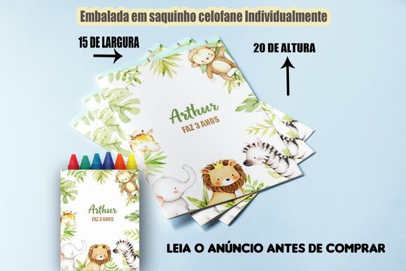Kit Colorir Revista e Giz de Cera Safari Baby