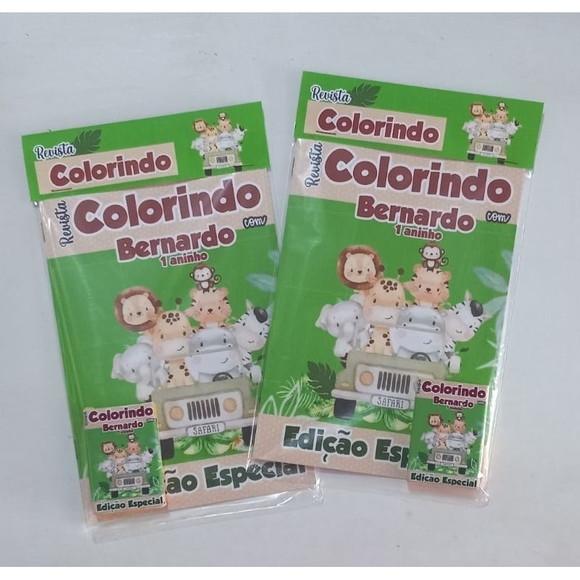Kit Colorir Safari Baby Livrinho + Giz de Cera