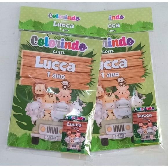 Kit Colorir Safari Bbay Revista e Giz de Cera