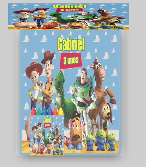 Kit Colorir Toy Story Revista e Giz de Cera
